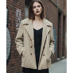 VTG Y2K Mimi Maternity Women’s Tan Corduroy Barn Chore Coat Jacket Size S